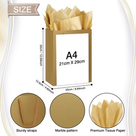 HONTIUS Geschenktüten 2 Stück Geschenktüte mit 2 Taschentuch und 2 Karten, 12.59" Geschenktüten Groß Geschenk Tüte 32 * 25 * 12cm Gift Bag Bags für Geburtstag Hochzeit Feier Party G