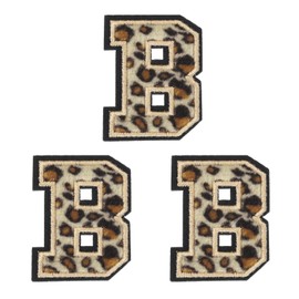 QUARKZMAN B Letter Patches, Leopard Iron-On Letters B Patch with Black Border, Iron-On Patch, 6 cm/2.36 Inches, Hot Gluing Process, Pack of 3