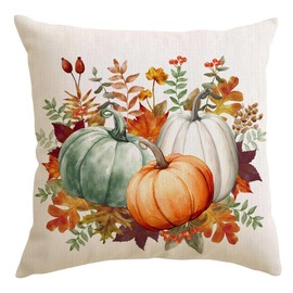 HiABsee Fall Pillow Covers 18x18 Inch Pumpkin Decor Throw Pillow Covers Maple Leave Autumn Thanksgiving Decorations Outdoor Cushion Covers for Sofa Couch Home (F1-18)