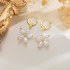 Robaice 14K Gold Plated Pearl Flower Drop Earrings For Women,