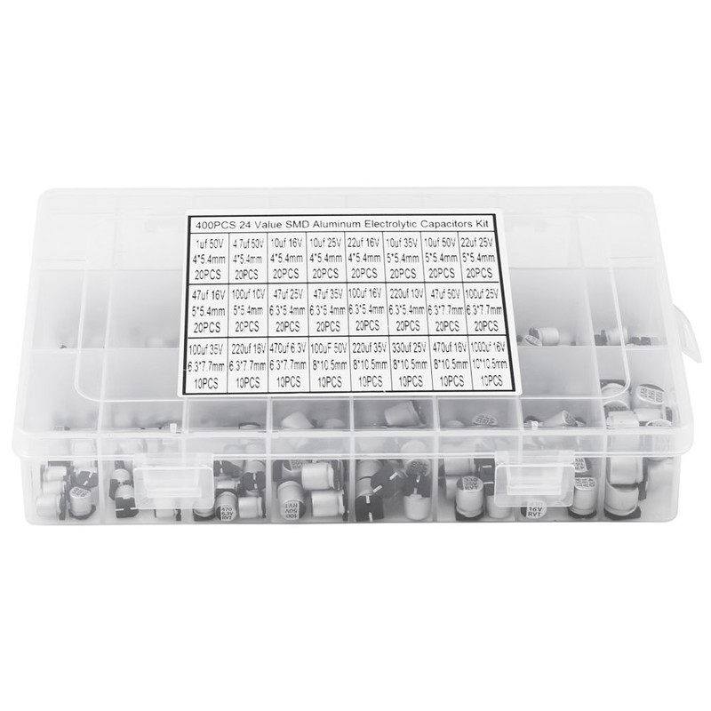 Condensador Electrolítico 400 Piezas 24 Valores SMD Condensador Electrolítico de