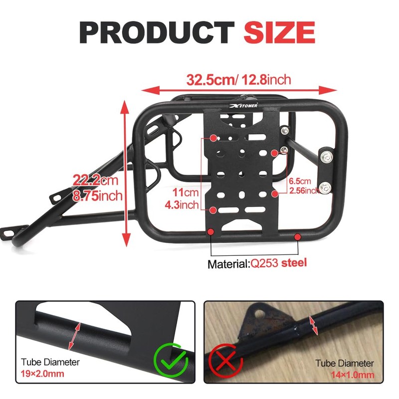 Xitomer Motorcycle Pannier Racks Fit for XT250 2008-2024 XT250 Motorcycle