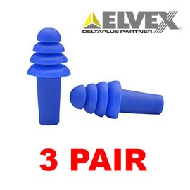 ELVEX EP-401 Quattro Blue Ear Plugs (3 PAIR)