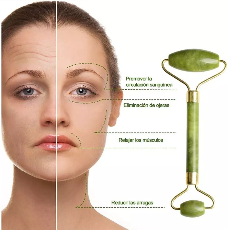 Jade Masage Rodillo Masaje Facial De Jade + Gua Sha