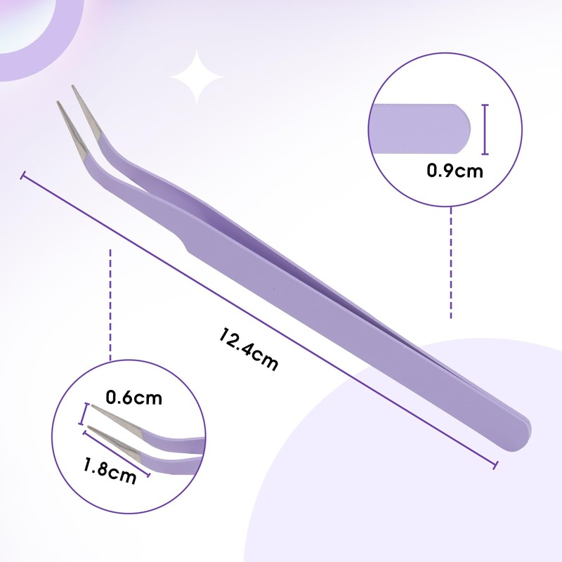 Professional Eyelash Tweezers - Stainless Steel Lash Applicator Tool for