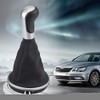 Keenso 5 Speed Gear Shift Knob PU Leather Plastic Gear
