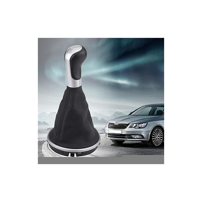 Keenso 5 Speed Gear Shift Knob PU Leather Plastic Gear