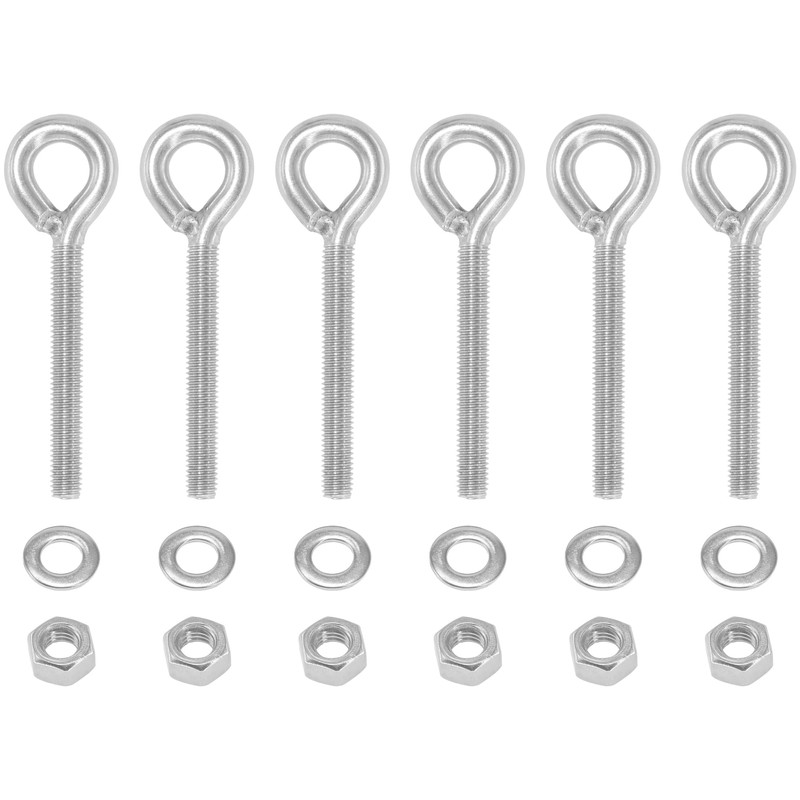 6 Pieces Closed Eye Bolts with Long Handles – Heavy-Duty