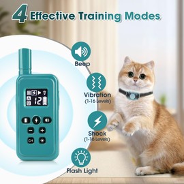 Cat Shock Collar with Remote, Lightest Cat Training Collar with Shock, Vibration, Beep 3 Modes to Stop Meowing, Waterproof, Rechargeable, 2000ft Range (Blue)