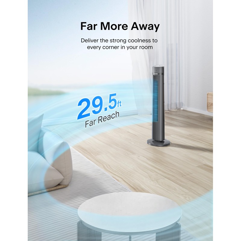 PELONIS 40-inch Bladeless Tower Fan for Bedroom, Standing Fan with