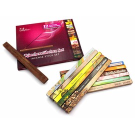 Incense Sticks Set with 12 Boxes Including Incense Holder (e.g. Sandalwood, Nag Champa, Frankincense, Lavender, Vanilla, Myrrh and Many Other Fragrances) Includes Holder