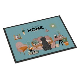 Caroline's Treasures CK7902MAT Black Labrador Sweet Home Doormat 18x27 Front Door Mat Indoor Outdoor Rugs for Entryway, Non Slip Washable Low Pile, 18H X 27W