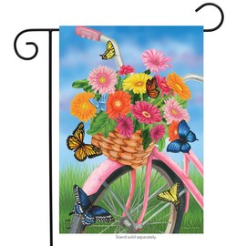 Briarwood Lane Spring Bike Garden Flag Floral Butterfly 12.5" x 18"