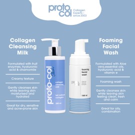 Proto-col - Cleansing Milk, Rich Collagen and Hydrating Hyaluronic Acid with Powerful Vitamins + Minerals, Deeply Cleanses, Brightens Skin and Removes Impurities (200ml)