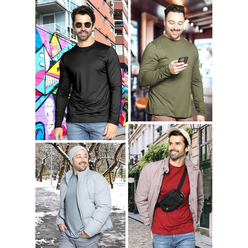 Men's Long Sleeve Crew Neck Top Orange Medium