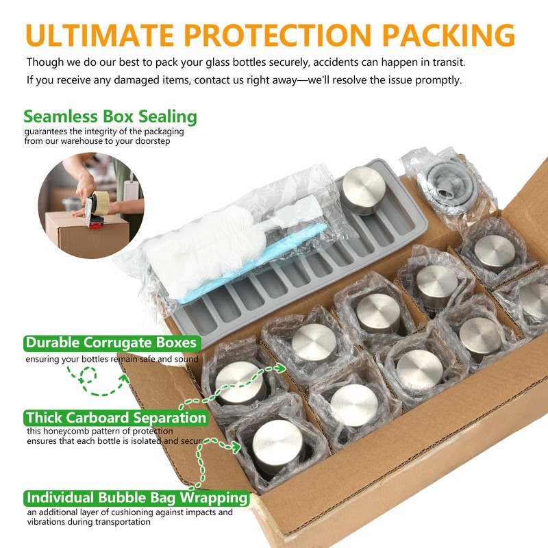 Zukro 24 Pack Glass Water Bottles with Lids 18 oz,
