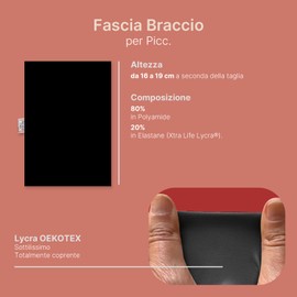 Glico Line Protective Cover for PICC Uni, Arm Guard Picc Made of Breathable Fabric, Made in Italy, Black, XL