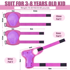 Children's Knee Pads, Inline Skates, Adjustable Knee Pads, Wrist Pads, Elbow Pads, 6 in 1 for Skateboard, Inline Skates, Hoverboard, Bike, Skateboard (Black)