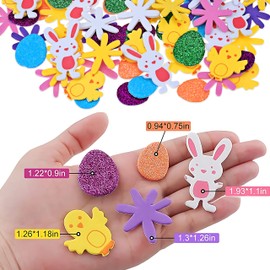 120Pcs Easter Foam Stickers,Easter Stickers,Glitter Easter Crafts for Kids,Easter Chicks Egg Stars Bunny Rabbit Sticker for Easter Crafts,Scrapbooking,Easter Gifts Cards,Party Bag Fillers,Boys,Girls