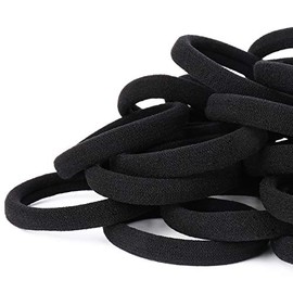 50 lazos de pelo negro para mujeres, bandas de pelo sin costuras de algodón, soportes elásticos para cola de caballo, sin daños para cabello grueso, 5 pulgadas de diámetro, por Nspring