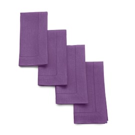 Solino Home Morado servilletas de Tela Lino, Juego de 4 – 20 x 20 Pulgadas 100% Lino Puro Cocina Servilletas de Cena – Classic Vainica