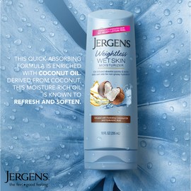 Jergens Jergens Wet Skin Body Lotion with Coconut Oil, In Shower Lotion for Dry Skin, Fast-Absorbing, Non-Sticky, Dermatologist Tested, 10 Ounce