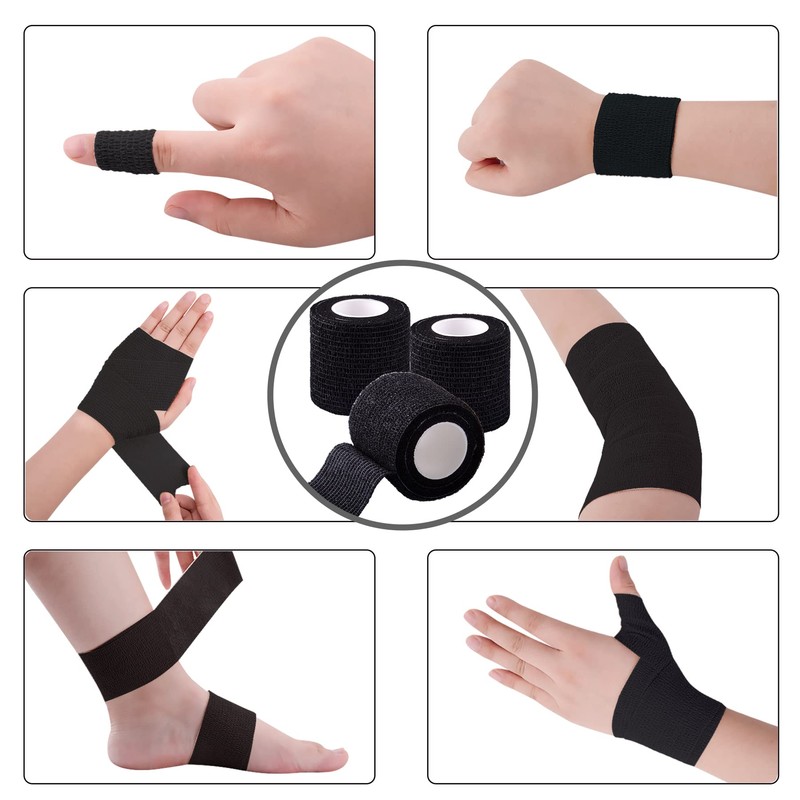 BQTQ 144 Rolls Self Adhesive Bandage Wrap 2 Inch Black