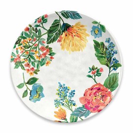 Tarhong PVC 1105DGFL Garden Floral Dinner Plate, 10.6 inches (27 cm), Dish, Break-resistant, Melamine Tableware, Plastic, Dishwasher Safe, One-Plate, Stylish, Cute, Lightweight, Outdoor, Camping,
