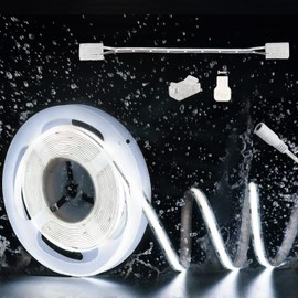 PAUTIX COB LED Strip Light IP65 Waterproof Daylight White 6000K,UL-Listed 20ft/6.1m CRI 90+ Super Bright 24V LED Tape Light for Cabinet/Home/Office DIY Lighting Projects(Adapter & Dimmer Not Included)