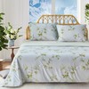 Joyreap Queen Size Cooling Comforter Set, White Flowers on Light