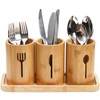 Lyellfe Silverware Holder, Bamboo Utensil Organizer with Tray, Rustic Farmhouse