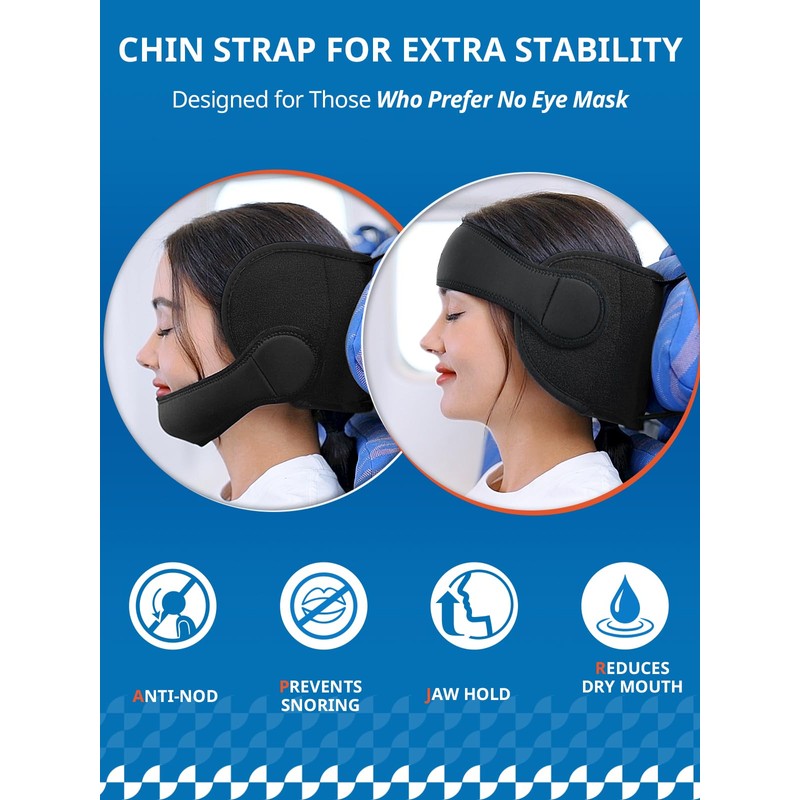 SARISUN Travel Pillow Combo with Chin Strap, Airplane Pillows with