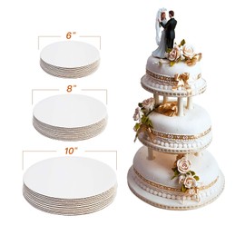 ONE MORE - Paquete de 30 tablas redondas de cartón blanco, base redonda de cartón circular de 6,8 y 10 pulgadas, plato de pastel recubierto desechable, 10 de cada tamaño