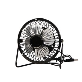 Sokelinn-six 4 Inch Small Usb Desk Fan, Metal Mini Quiet Personal Cooling Fan for Home Office Car Travel (Black)