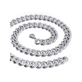 RUGGED steel Stainless Steel Curb Chain Solid 10 mm Wide Highly Polished Link Chain 45 50 55 60 65 Including (Jewellery Box), Stainless Steel