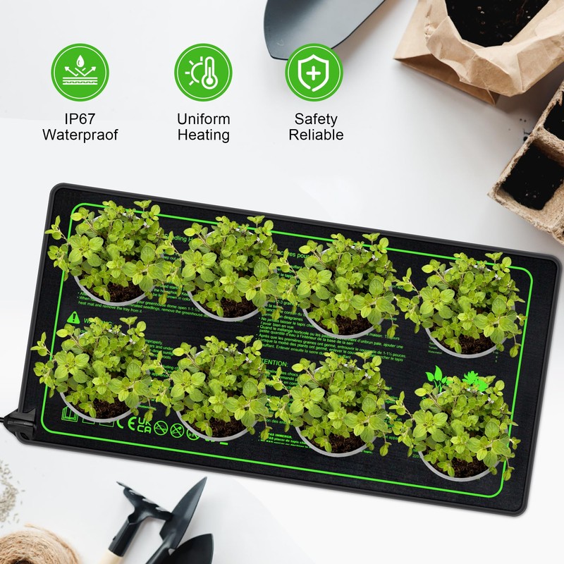 Hyindoor 2 Pack Seedling Heat Mat Heated Propagator Durable Waterproof