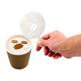 Restaurantware Coffee Art Stencil Pack of 1 Stainless Steel Cafe Bean Decorating Stencil for Latte Art, Reusable Tool With Built-In Handle, Dishwasher-Friendly Coffee Shop Accessory
