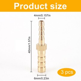 Straight Brass Barb Reducer, Brass Pipe Connector, 2-Way Hose Barb Fittings, 8mm to 6mm Pipe Reducer for Water/Gas/Oil/Air Pipe