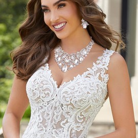 BriLove Women's Bohemian Boho Clear Rhinestone Crystal Teardrop Filigree Leaf Hollow Statement Necklace Dangle Earrings Set Silver-Tone