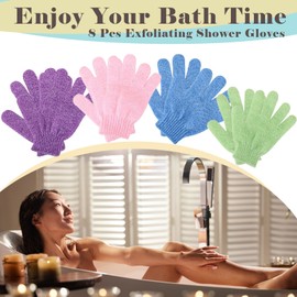 8 Pcs Exfoliating Gloves, Body Scrub Wash Mitts for Bath Shower, Exfoliating Mitt for Body Scrub for Shower, Spa, Massage and Body Scrubs, Shower Exfoliating Gloves for Women & Men