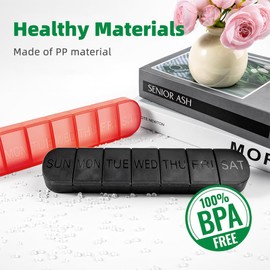 JUNIPLTER 2 PCS Pill Boxes 7 Day 1 Times A Day, Weekly Pill Organiser, Travel Pill Box, Easy Open Medication Organizer, Large Pill Box Organiser Pill Holder for Vitamins Supplements (Purple)