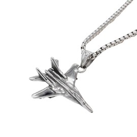 Airplane Necklace for Men, Hip Hop Airplane Necklace, Vintage Aircraft Pendant Necklace with 23.6"Chain, Stainless Steel Punk Rock Airplane Pendant, Jet Fighter Plane Necklace Jewelry