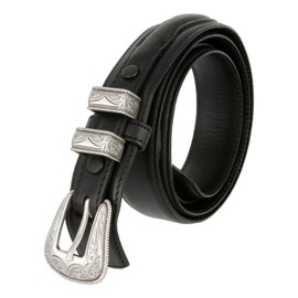 Oil Tanned Western Ranger Leather Belt- With Silver Finish Rope Design Buckle Set