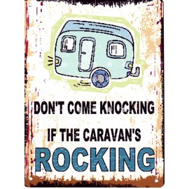 Small DONT COME KNOCKING IF THE CARAVANS ROCKING FUNNY METAL SIGN 15x20cm RETRO VINTAGE STYLE coffee shop kitchen bar pub wall art office games room holiday home