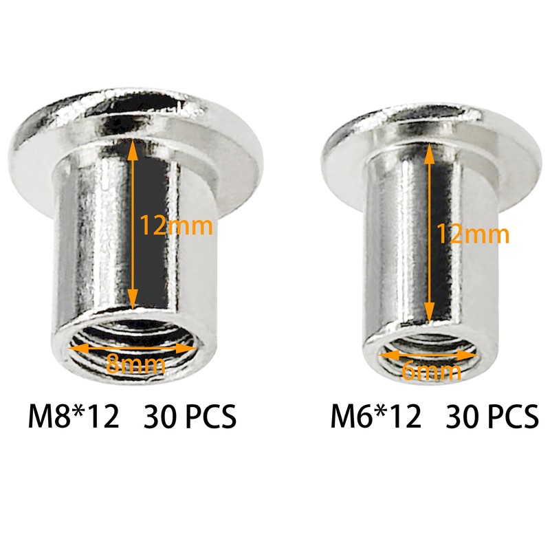 60 PCS Hex Socket Insert Nuts,Bolt Sleeve Nuts,Barrel Nuts for