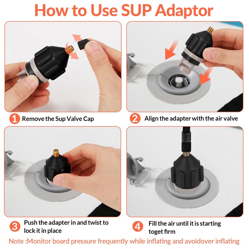 SUP Pumpenadapter, SUP Adapter für Kompressor, SUPs Ventil Adapter mit