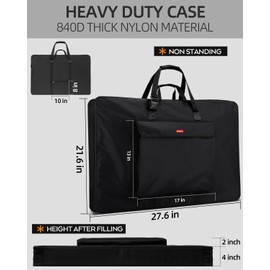 Nicpro Upgrade Art Portfolio Bag 20 x 26'', Waterproof Nylon Artist Bag with Reinforced Side Edges & Adjustable Shoulder Strap, Storage Art Portfolio Case for Artwork Drawing Canvas Photography Poster