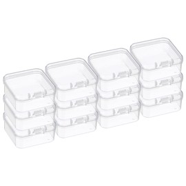 PATIKIL 1.8x1.8x1 Inch Clear Storage Box with Hinged Lid, 12Pack Plastic Stackable Rectangle Organizer Container for Bead Jewelry Small Item Art Craft Project