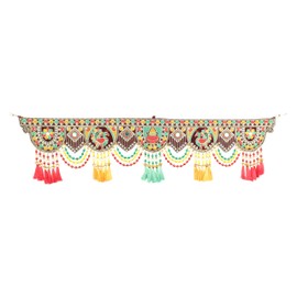 Handcrafted Peacock Toran Hanging is Made of Colourful Thread Tassels with Moti Beads Set Door Hanging Bandanwar for Home Decor Entrance for Indian Traditional Festival Decorations (Size: 36 x 9