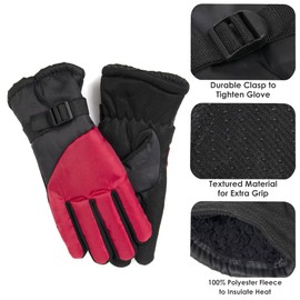 Trail maker Two Tone Winter Gloves for Adult Women, Men, Warm for Extreme Weather Windproof Waterproof Insulated Gloves (Red)